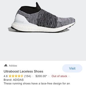 Ultraboost laceless black & white sneaker adidas